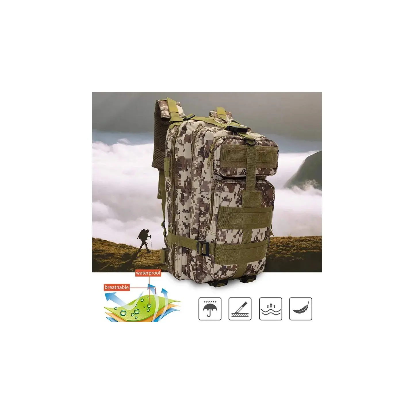 atresclick.com | Morral Táctico Militar 30 Litros Repelente Al Agua