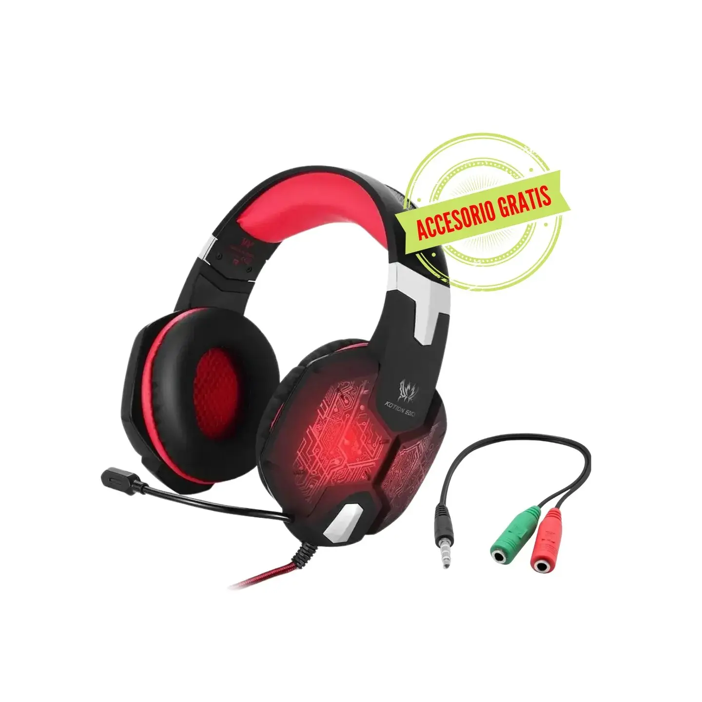 atresclick.com | Diadema Gamer Kotion Each G1000 Rojo + Convertidor