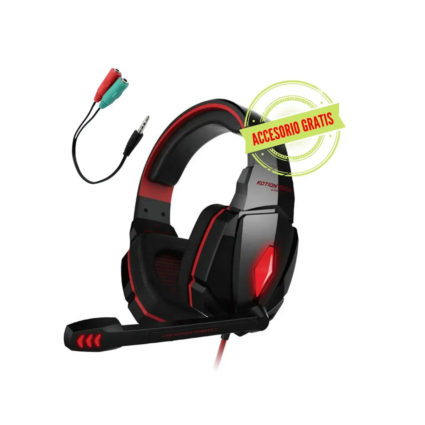 atresclick.com | Diadema Gamer Kotion Each G4000 Rojo + Convertidor