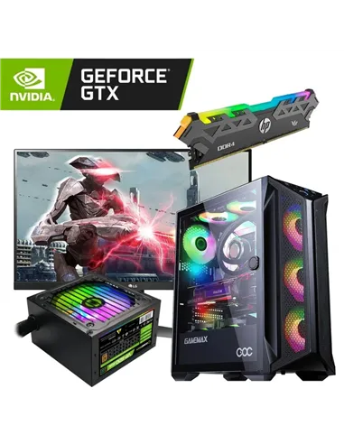 A Tres Click | Computador AMD Ryzen 5, Monitor Gamer LG 27gl650f 27", Fuente Gamemax Vp-600-RGB, Memoria HP V8 RGB DDR4 8GB, GTX 1650 $&nbsp;6.599.900 $&nbsp;4.436.908 Gamemax Computadores de Escritorio 