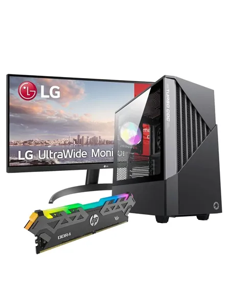 A Tres Click | Computador AMD Ryzen 5, Monitor LG 29wp500-b 29", Chasis Gamemax Contac COC BG, Memoria RAM DDR4 HP V8 8GB RGB $&nbsp;4.614.900 $&nbsp;3.102.454 Gamemax Computadores de Escritorio 