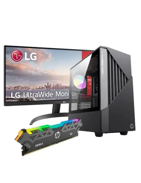 A Tres Click | Computador AMD Ryzen 5, Monitor LG 29wp500-b 29", Chasis Gamemax Contac COC BG, Memoria RAM DDR4 HP V8 8GB RGB $ 4.614.900 $ 3.102.454 Gamemax Computadores de Escritorio 