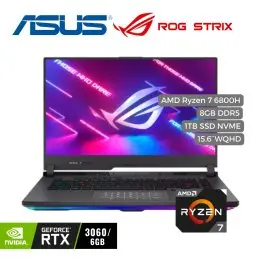 Portatil Asus ROG STRIX Ryzen 7 6800H, 1TB PCIe SSD, 8GB DDR5, 15.6" WQHD, RTX 3060 6GB