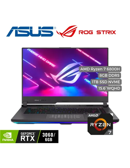 A Tres Click | Portatil Asus ROG STRIX Ryzen 7 6800H, 1TB PCIe SSD, 8GB DDR5, 15.6" WQHD, RTX 3060 6GB $&nbsp;10.549.000 $&nbsp;4.255.059 Asus Portátiles & Notebook 