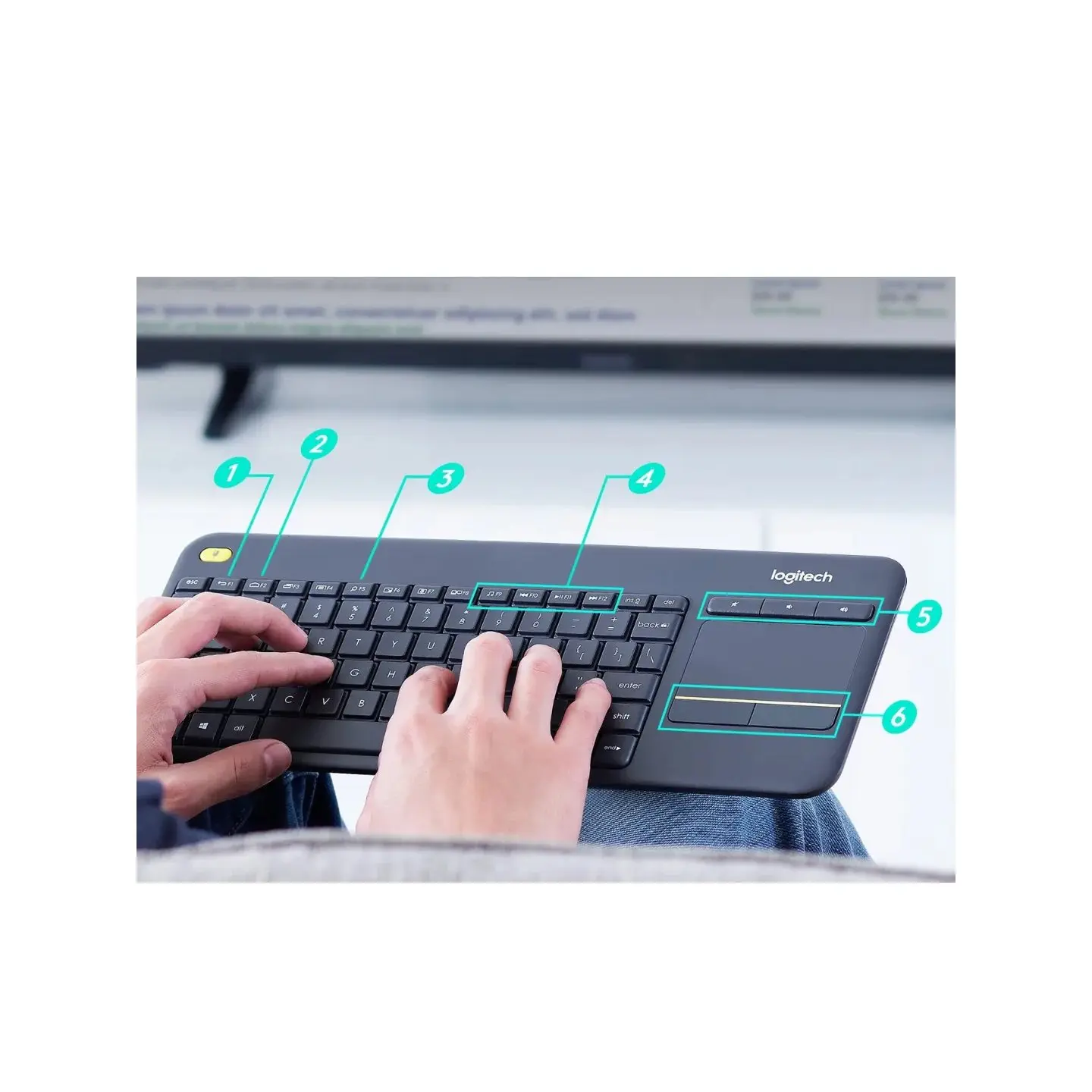 atresclick.com | Teclado inalambrico para TV Logitech K400 PLUS con Touchpad Español