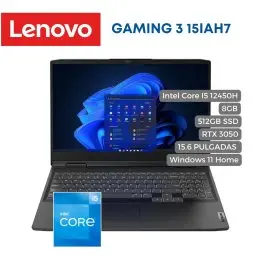 Portátil Lenovo IdeaPad Gaming 3 15IAH7 Intel Core I5 12450H, 8GB, 512GB SSD, 15.6" RTX 3050, Windows 11 Home