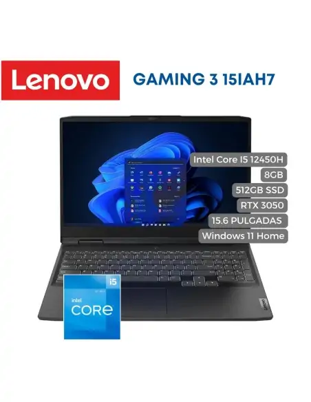 A Tres Click | Portátil Lenovo IdeaPad Gaming 3 15IAH7 Intel Core I5 12450H, 8GB, 512GB SSD, 15.6" RTX 3050, Windows 11 Home $ 5.969.900 $ 3.581.940 Lenovo Portátiles Gamer 