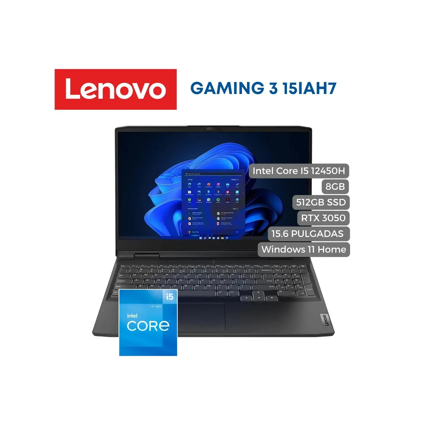 atresclick.com | Portátil Lenovo IdeaPad Gaming 3 15IAH7 Intel Core I5 12450H, 8GB, 512GB SSD, 15.6" RTX 3050, Windows 11 Home