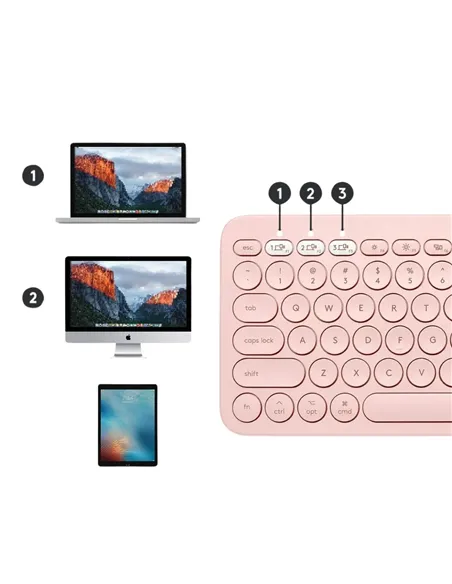 A Tres Click | Teclado inalámbrico Logitech PEBBLE KEYS 2 K380S Multidispositivo Rosado $ 199.900 $ 134.387 Logitech Teclados y Mouse 