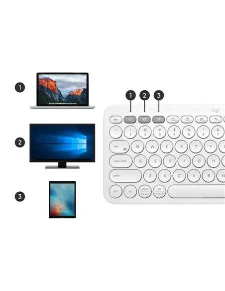 A Tres Click | Teclado inalámbrico Logitech PEBBLE KEYS 2 K380S Multidispositivo Blanco $ 199.900 $ 134.387 Logitech Teclados y Mouse 
