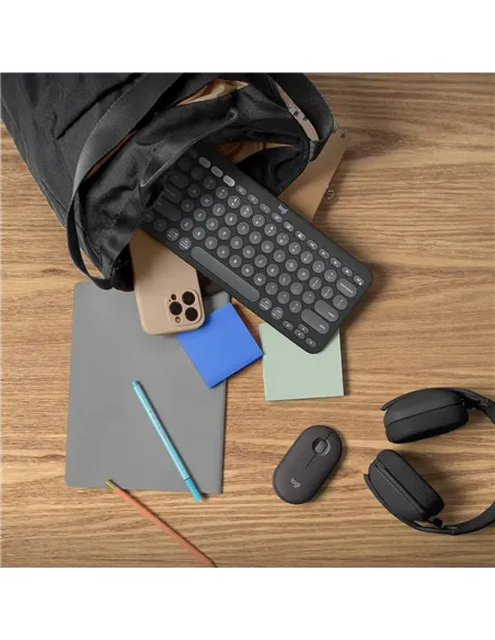 A Tres Click | Teclado inalámbrico Logitech PEBBLE KEYS 2 K380S Multidispositivo Negro $ 199.900 $ 134.387 Logitech Teclados y Mouse 