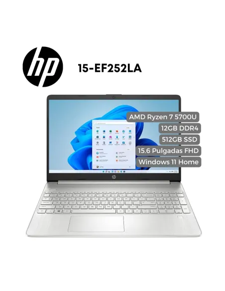 A Tres Click | Portatil HP 15-EF252LA AMD Ryzen 7 5700U, 12GB DDR4 , 512GB SSD, 15.6", WINDOWS 11 Home $ 2.999.900 $ 2.249.925 Hewlett Packard Portátiles & Notebook 