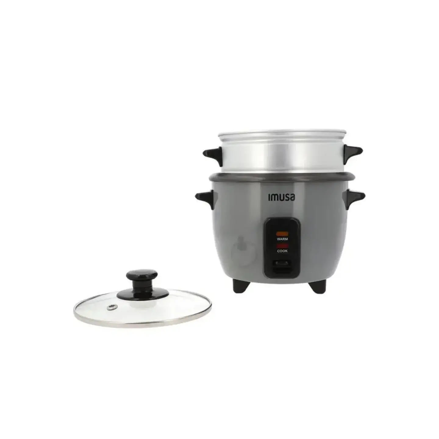 atresclick.com | Olla Arrocera IMUSA 3 tazas Con Vaporera y Accesorios Color Gris