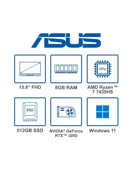 A Tres Click | Portátil Asus TUF FA506NCR AMD Ryzen 7 7435HS, 512GB PCIEG4 SSD, 8GB DDR5, 15.6" FHD, RTX 3050 4GB GDDR6 $ 5.849.000 $ 4.328.260 Asus Portátiles & Notebook 