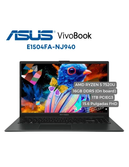 A Tres Click | Portátil Asus E1504F AMD Ryzen 5 7520U, 16GB DDR5, 1TB PCIEG3, 15.6" FHD $ 2.900.000 $ 2.146.000 Asus Portátiles & Notebook 