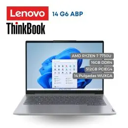 Portátil Lenovo ThinkBook 14 G6 ABP AMD Ryzen 7 7730U, 16GB RAM, 512GB SSD, 14" WUXGA