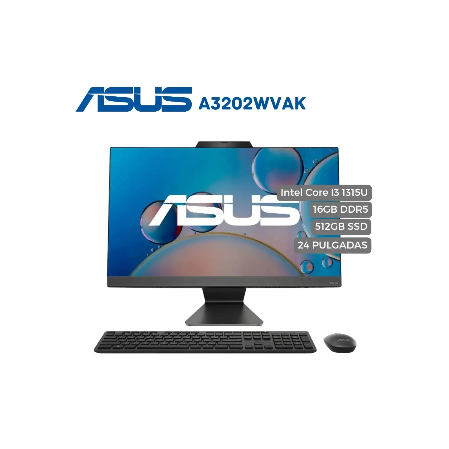 atresclick.com | Computador Todo en uno Asus A3202WVAK Intel Core I3 1315U, 16GB DDR5, 512GB SSD, 21.5" Black