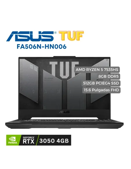 A Tres Click | Portátil Asus TUF FA506N AMD Ryzen 5 7535HS, 512GB PCIE G4 SSD, 8GB DDR5, 15.6 FHD, RTX 3050 4GB $ 4.499.900 $ 3.104.931 Asus Portátiles & Notebook 