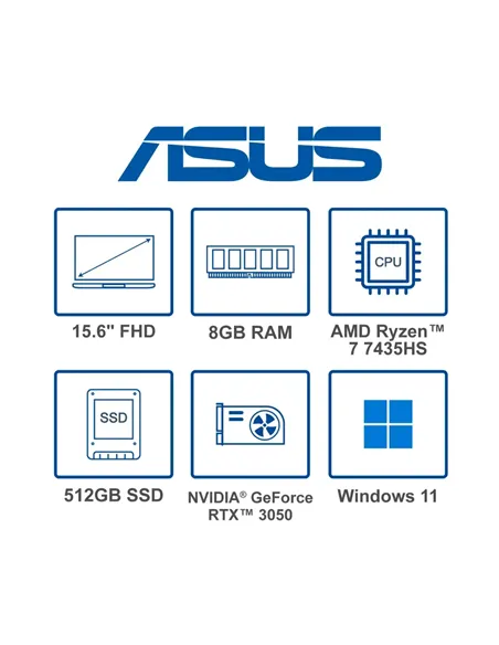 A Tres Click | Portátil Asus TUF FA506NCR AMD Ryzen 7 7435HS, 512GB PCIEG4 SSD, 8GB DDR5, 15.6" FHD, RTX 3050 4GB GDDR5 $ 4.299.900 $ 3.224.925 Asus Portátiles & Notebook 