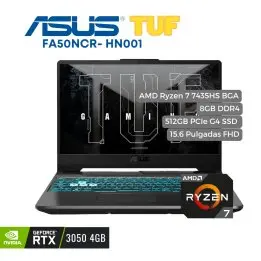 Portátil Asus TUF FA506NCR Ryzen 7, 512GB SSD, RTX 3050 4GB