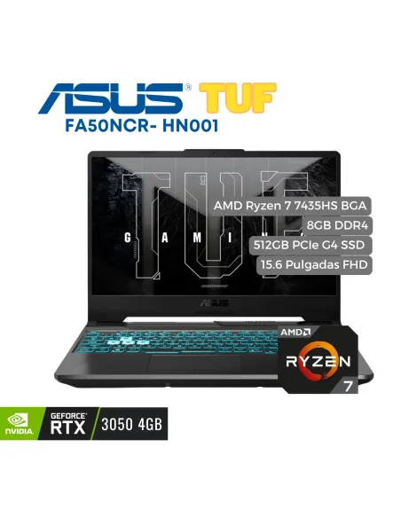 A Tres Click | Portátil Asus TUF FA506NCR AMD Ryzen 7 7435HS, 512GB PCIEG4 SSD, 8GB DDR5, 15.6" FHD, RTX 3050 4GB GDDR5 $ 4.299.900 $ 3.224.925 Asus Portátiles & Notebook 