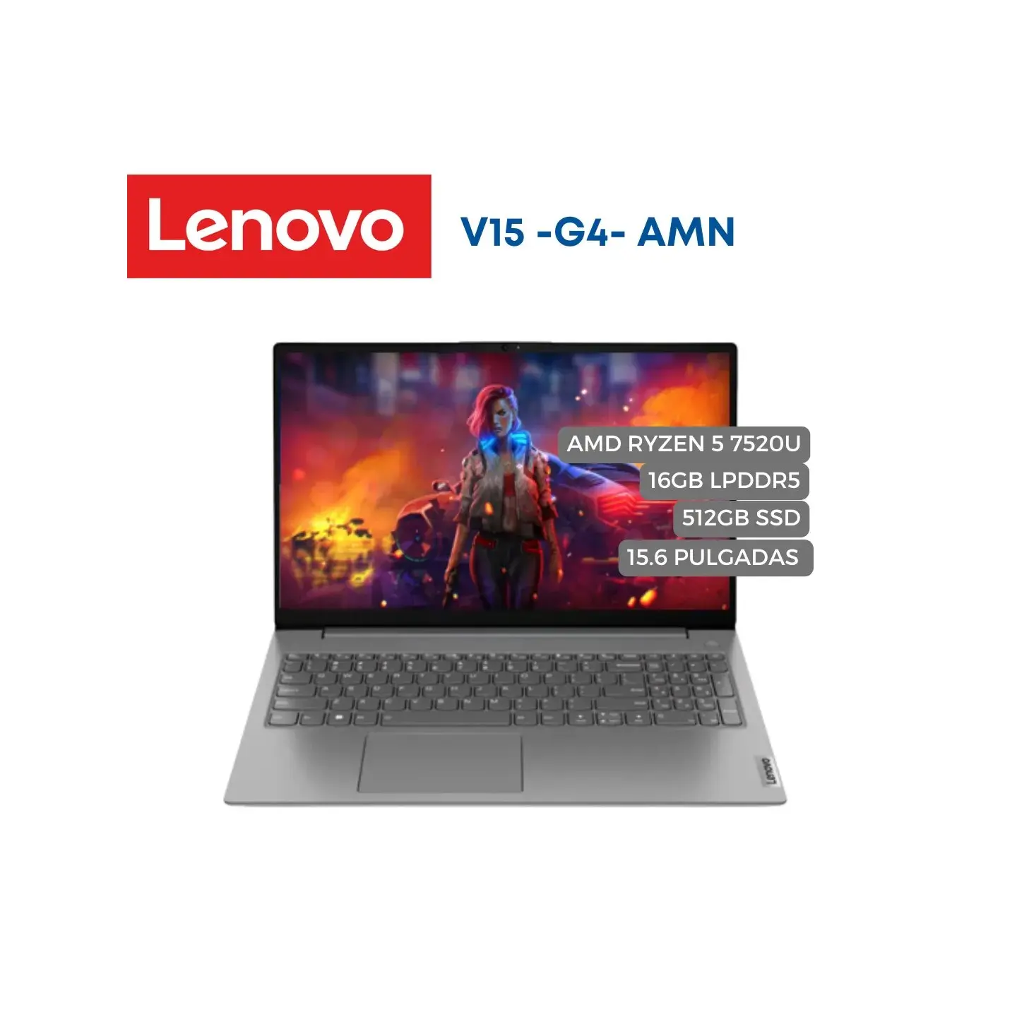 atresclick.com | Portátil Lenovo V15  G4 AMN AMD Ryzen 5 7520U, 16GB LPDDR5, 512GB SSD, 15.6" FHD