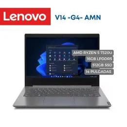 Portátil Lenovo V14 G4 AMN Ryzen 5 7520U, 16GB DDR4, 512GB SSD, 14" FHD