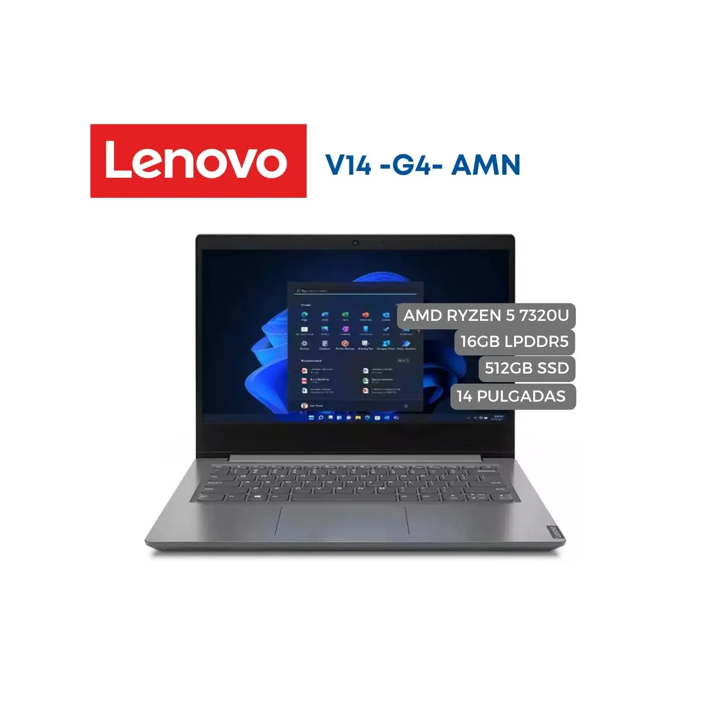 atresclick.com | Portátil Lenovo V14 G4 AMN AMD Ryzen 5 7520U, 16GB LPDDR5, 512GB SSD, 14" FHD