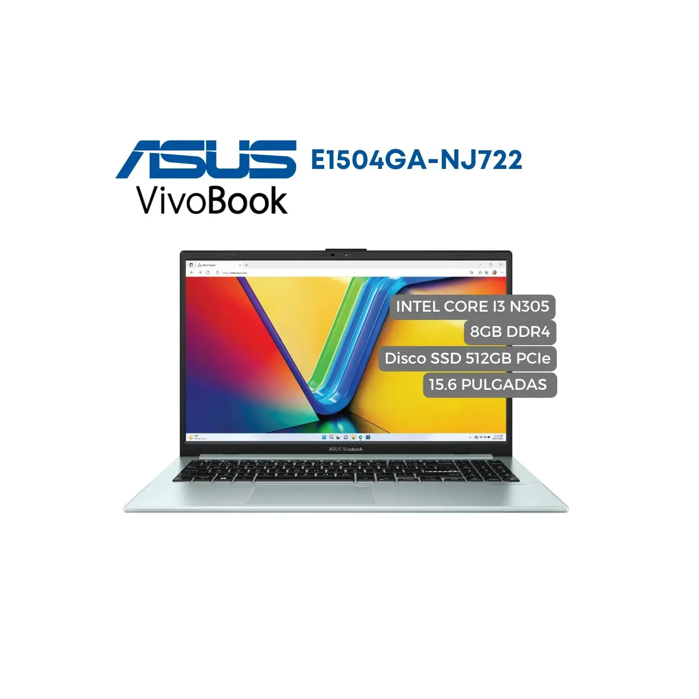 atresclick.com | Portatil Asus E1504GA Intel Core I3 N305, 8GB DDR4, 512 SSD NVMe, 15.6" FHD