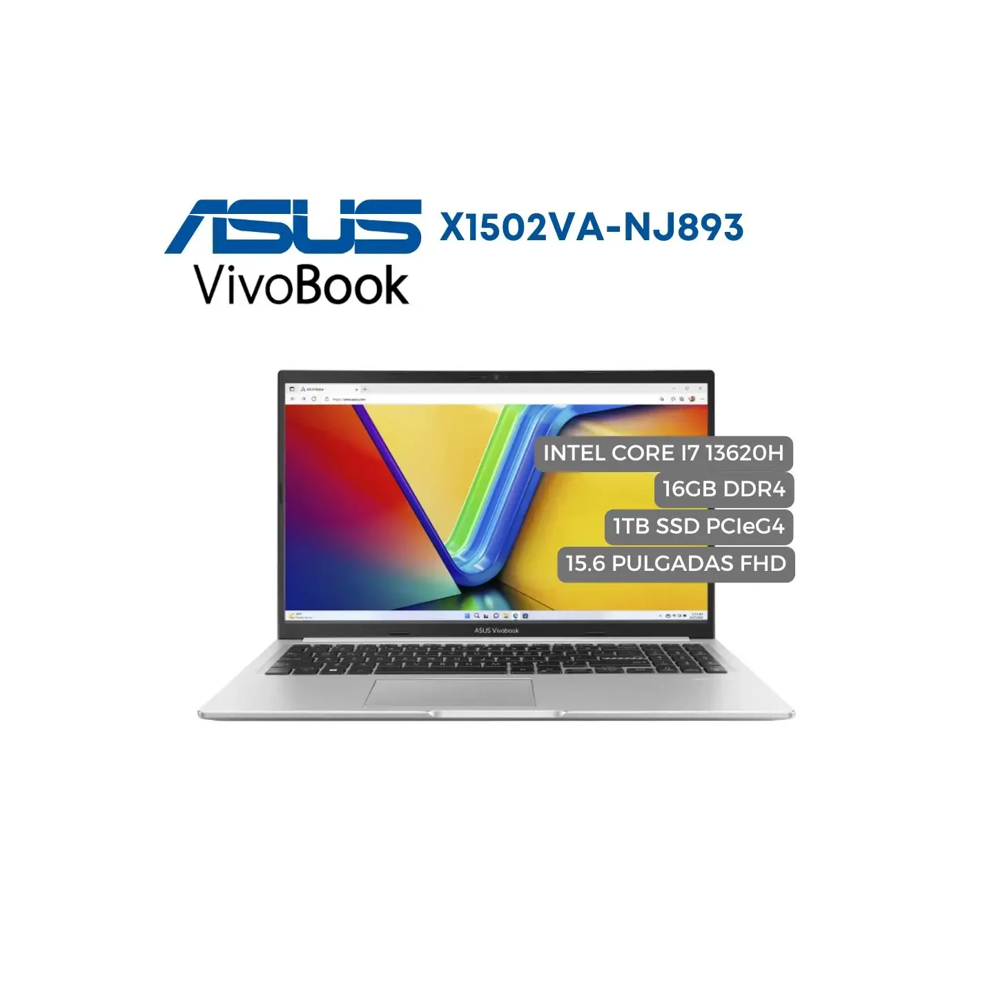 atresclick.com | Portatil Asus X1502VA, Intel Core I7 13620H, 16GB DDR4, 1TB PCIeG4, 15.6" FHD