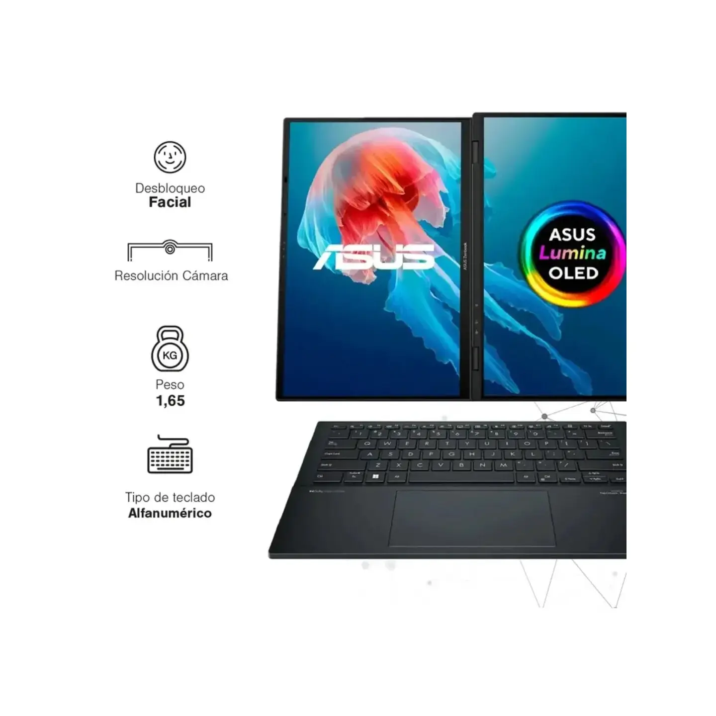 atresclick.com | Portatil Asus Zenbook Duo UX8406CA, Intel core Ultra 9 285H, 1TB PCIeG4, 32GB LPDDR5X, 14" OLED WQ + BEND, W11 HOME