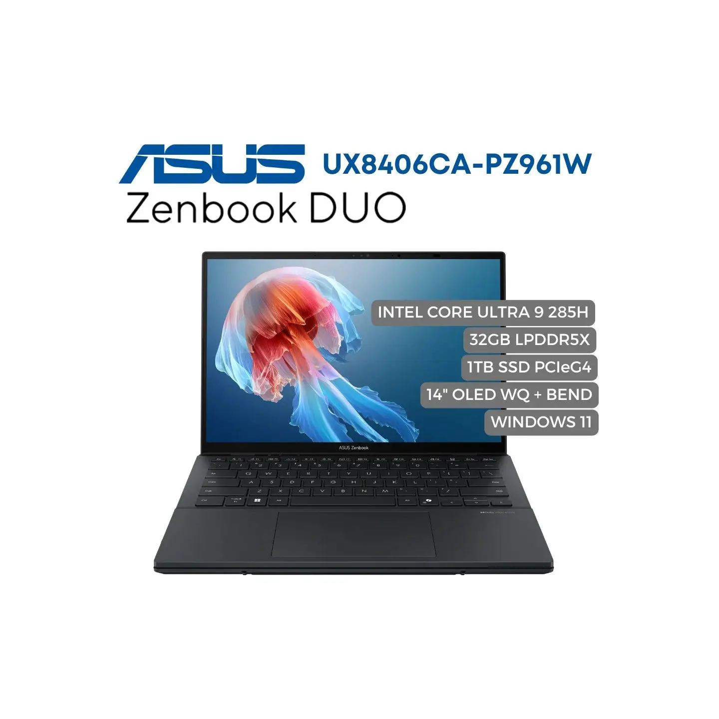 atresclick.com | Portatil Asus Zenbook Duo UX8406CA, Intel core Ultra 9 285H, 1TB PCIeG4, 32GB LPDDR5X, 14" OLED WQ + BEND, W11 HOME