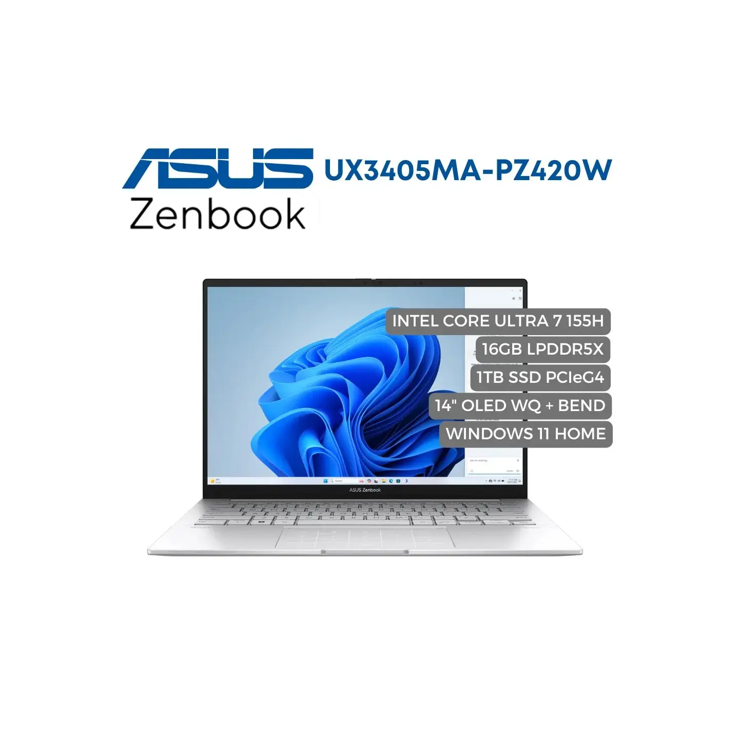 atresclick.com | Portatil Asus Zenbook UX3405M Intel Core Ultra 7 155H, 16GB LPDDR5X, 1TB PCIEG4, 14" Oled WQ+BEND, Windows 11