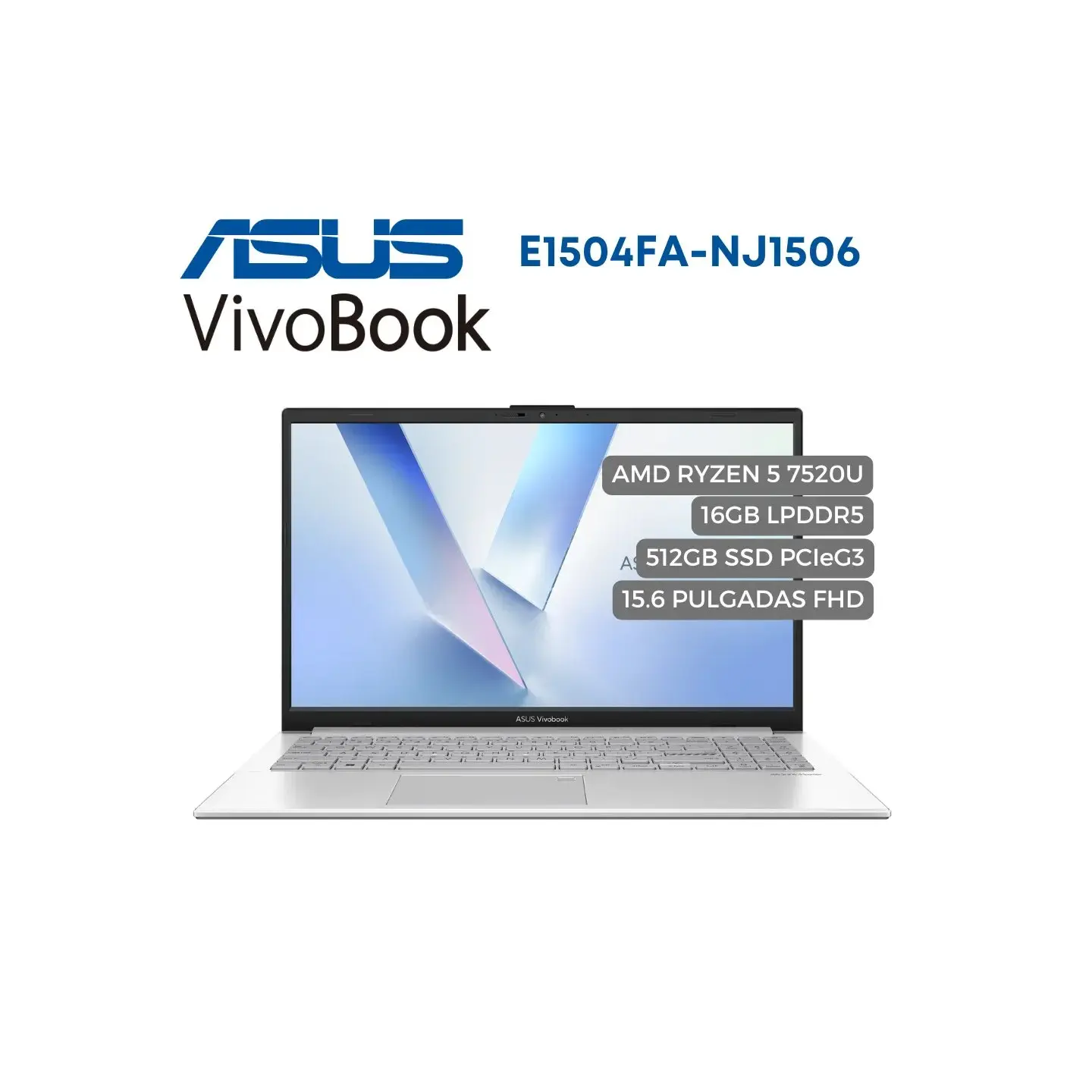 atresclick.com | Portatil Asus VivoBook E1504F AMD Ryzen 5 7520U, 16GB LPDDR5X,  512GB SSD PCIeG3, 15.6 Pulgadas FHD