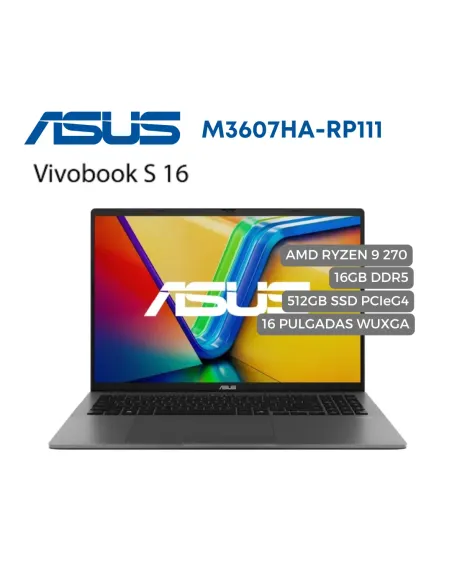 A Tres Click | Portatil Asus Vivobook M3607H AMD Ryzen 9 270, 512GB SSD PCIEG4, DDR5 16GB, 16" WUXGA $&nbsp;4.899.900 $&nbsp;3.233.934 Asus Portátiles & Notebook 
